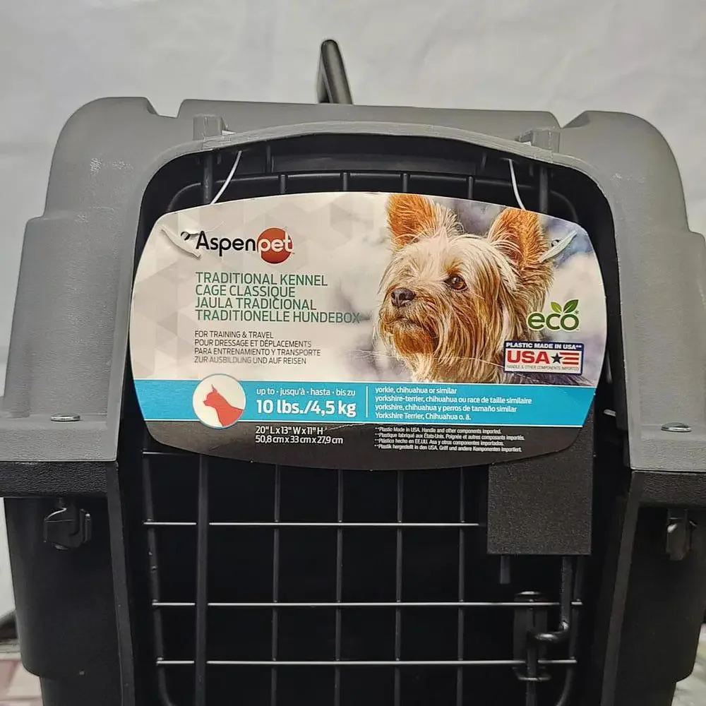 Aspen Pet Traditional Dog & Cat Kennel, Gray/Black, up to 10# 20